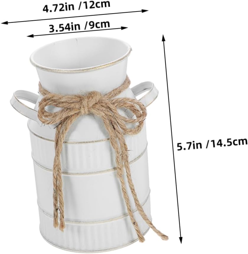 2pcs European Retro Iron Milk Jug Vase White Gray