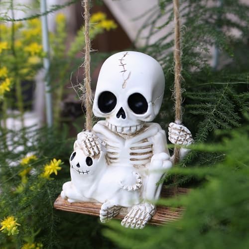 Halloween Skeleton Cat Swing Ornament - Spooky Decor