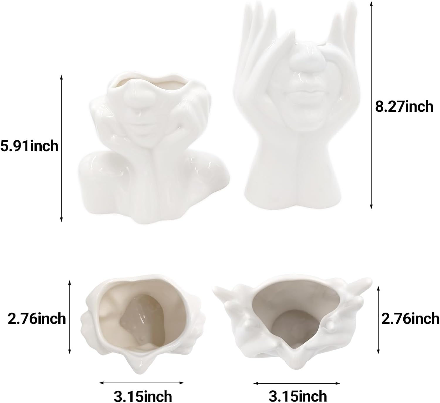 Joynisy White Ceramic Face Vase Set of 2
