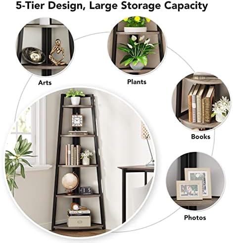 Tribesigns 70 Inch Tall Corner Shelf Grey