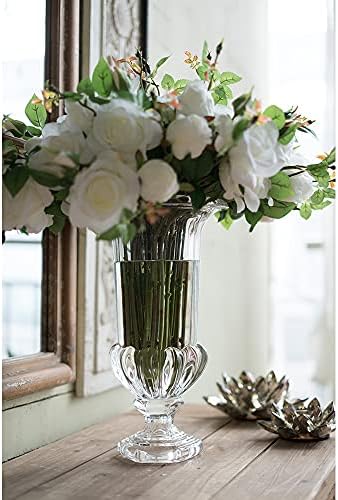 AB Home 15 Inch Clear Glass Vase with Pedestal