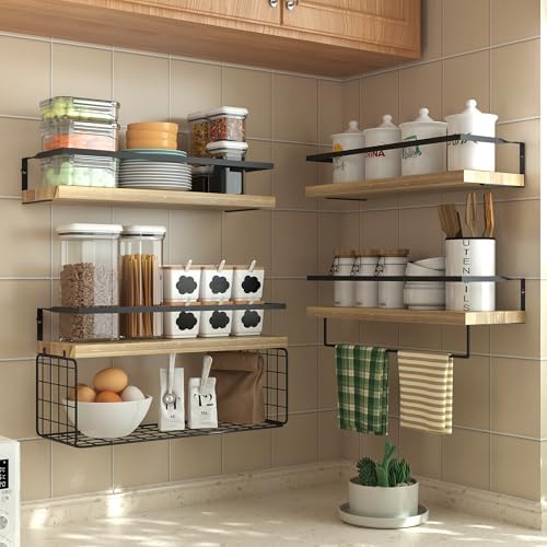 LUDORU Floating Shelves Wall Mounted Set of 4