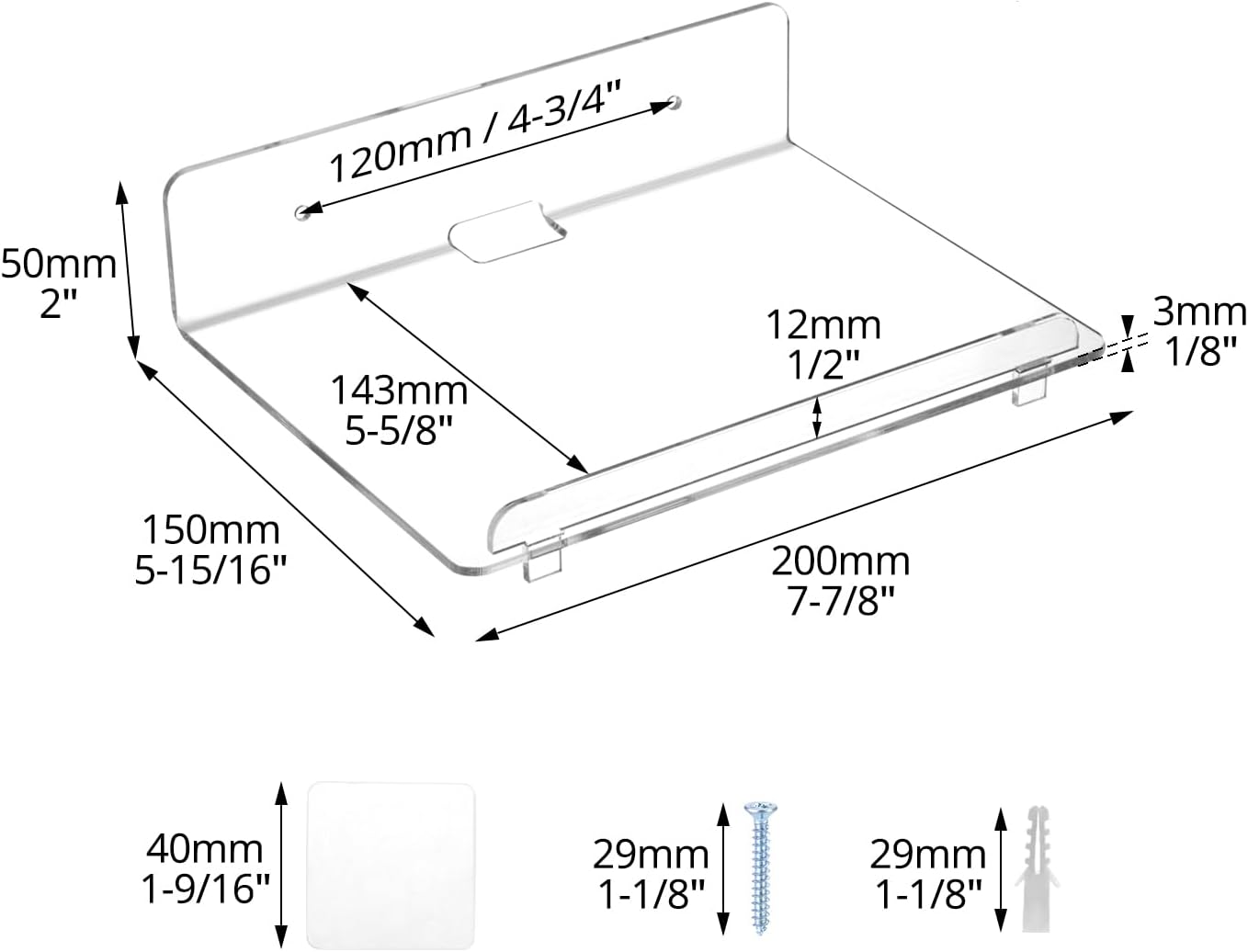 QWORK 2 Pack Floating Wall Shelves for Home Decor