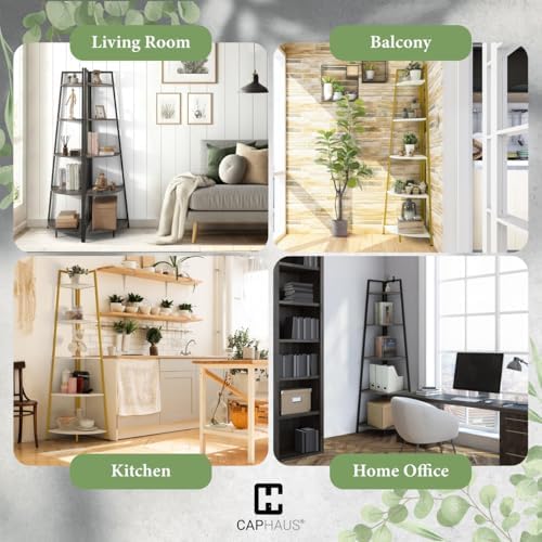 CAPHAUS 6-Tier Tall Corner Bookshelf Stand Black