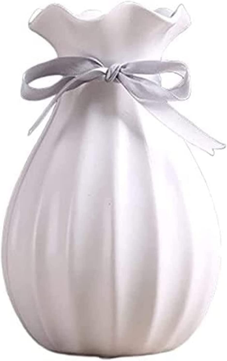 Modern Cream Ceramic Vase with Artificial Flowers