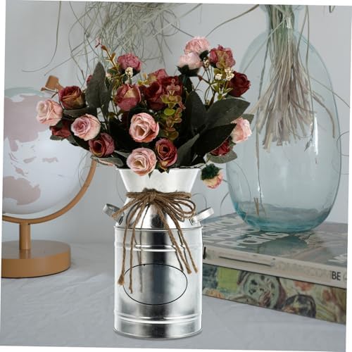Vintage Rustic Metal Vase with Rope Design