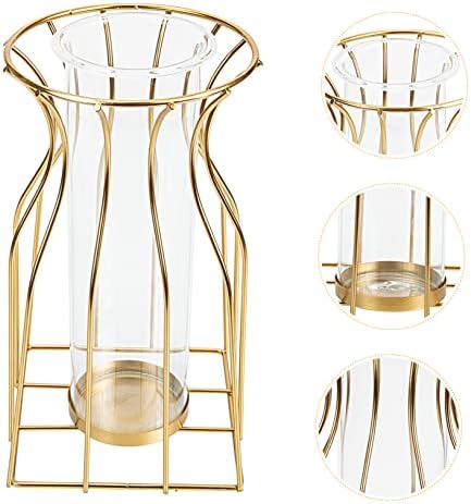 VOSAREA Geometric Iron Art Glass Vase