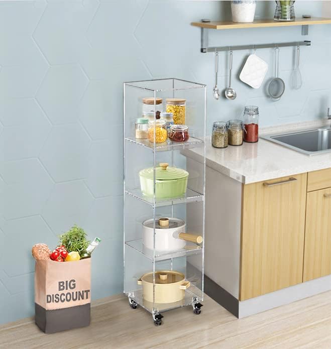 ONELUX 5-Tier Acrylic Corner Shelves Square Display Rack