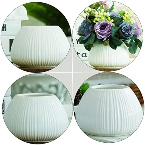 YARNOW Vertical Striped Ceramic Flower Vase for Home Decor