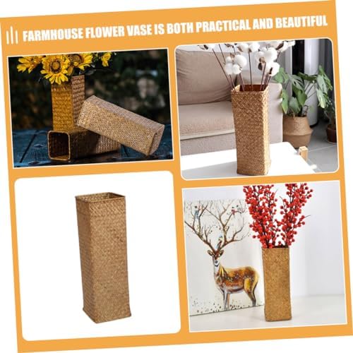Zerodeko Rustic Woven Flower Vase Set of 2