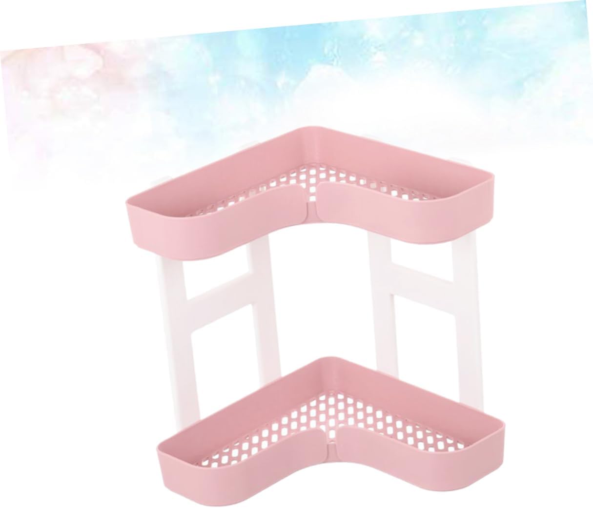BIUDECO Two Layer Corner Shelf Organizer Pink