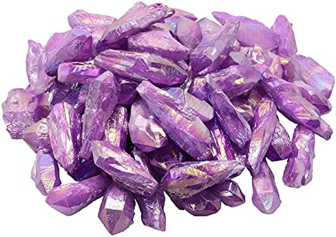 Tumbeelluwa 1LB Titanium Coated Raw Crystal Points Bulk
