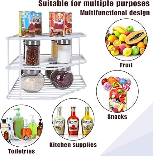 3-Tier Corner Shelf Organizer - Kitchen Storage White