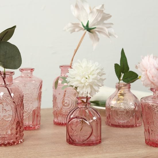 Efavormart Set of 6 Dusty Rose Glass Bud Vases