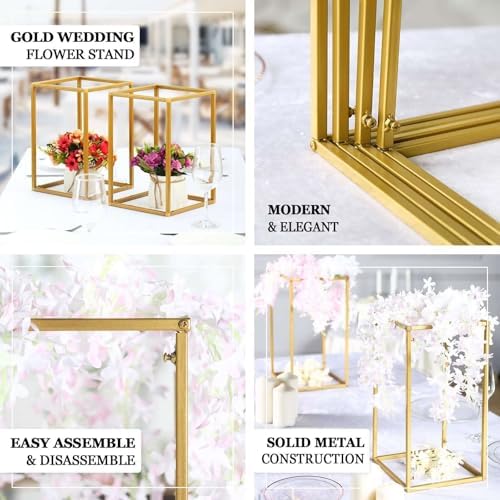 Efavormart 2 Pack 40 Inch Matte Gold Metal Flower Stand