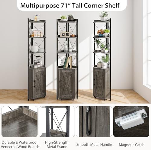 Tangkula Tall Corner Storage Cabinet with Door