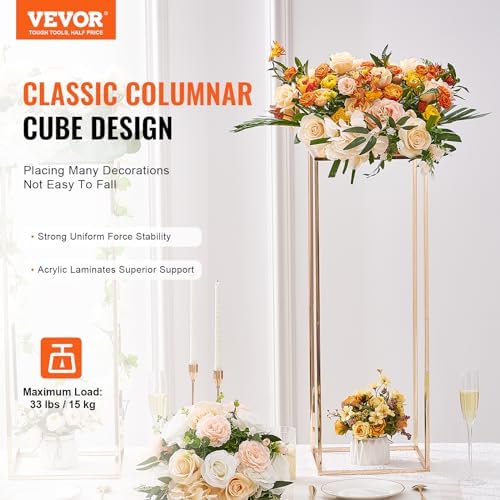 VEVOR 2PCS 315 Inch Gold Wedding Flower Stand