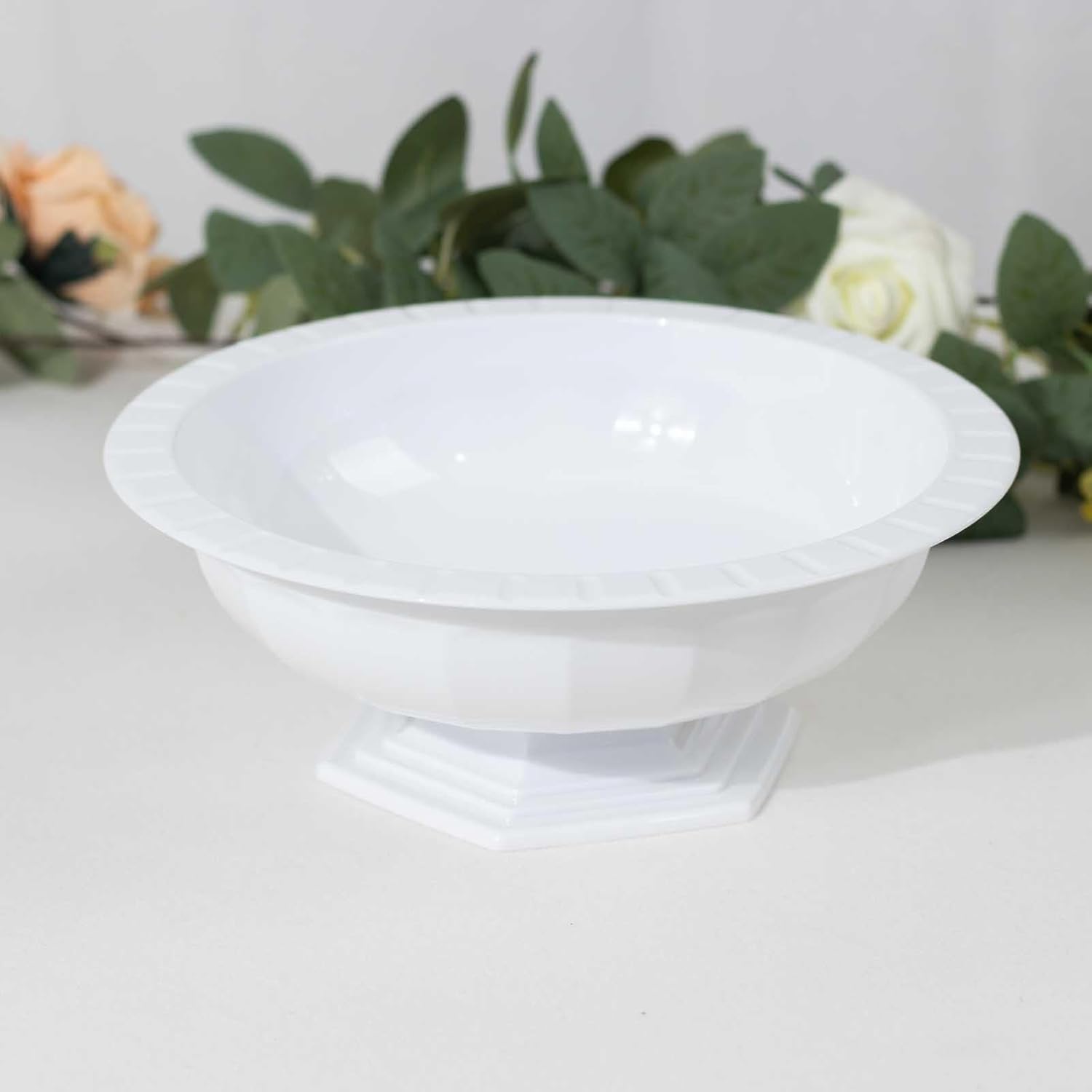 Efavormart 3 Pack White Roman Style Footed Compote Bowls