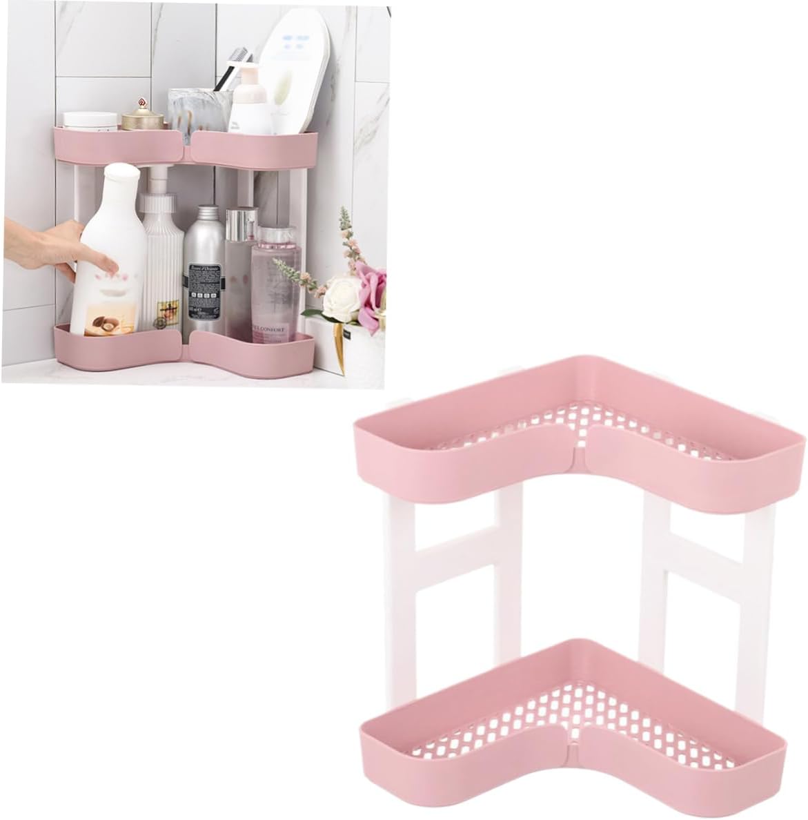 GLEAVI Corner Shelf Organizer 2-Tier Bathroom Storage Rack