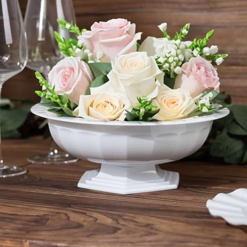 Efavormart 3 Pack White Roman Style Footed Compote Bowls