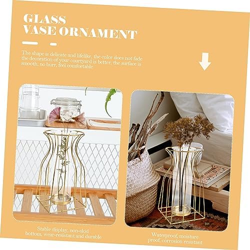 VOSAREA Geometric Iron Art Glass Vase