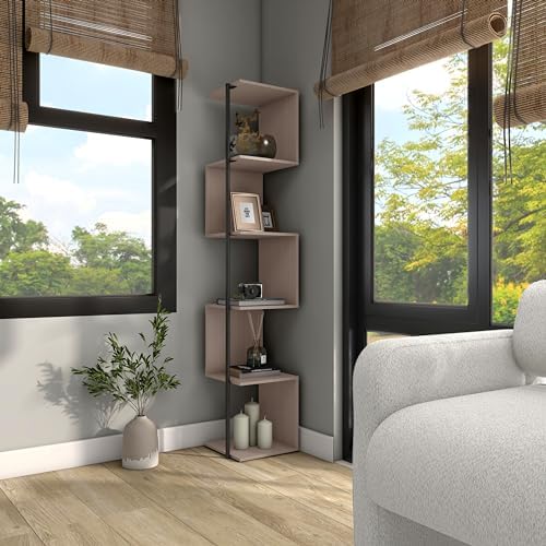 HOMES Inside Out Svenja 60 in Tall Corner Bookshelf 1
