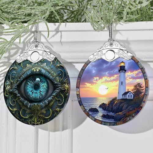 3 Inch Stained Glass Christmas Ornament with Mystical Eye Design