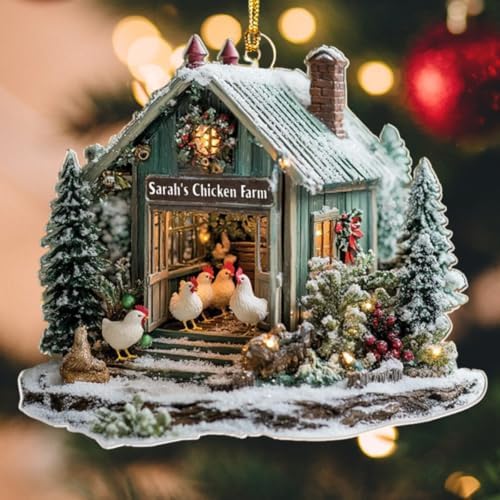 Personalized Chicken Farm Ornament for Christmas Tree
