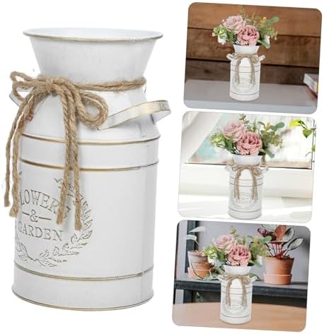 YARNOW Galvanized Iron Pitcher Vase for Decor