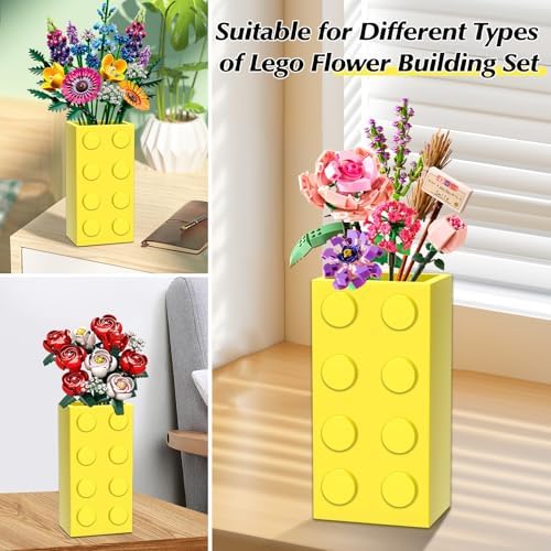Lego Flower Vase - Yellow for Display and Decoration