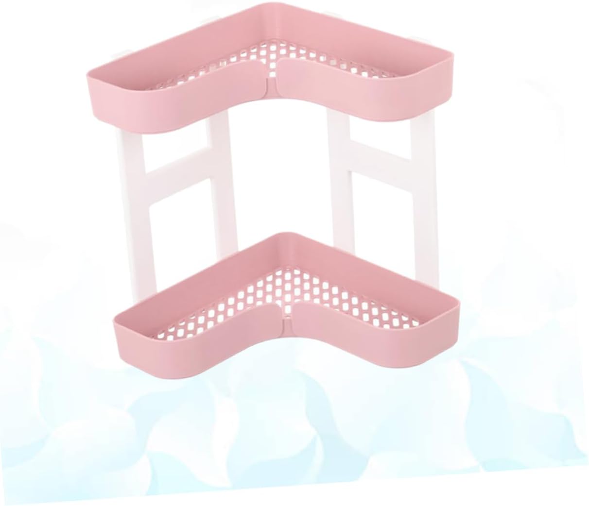 BIUDECO Two Layer Corner Shelf Organizer Pink
