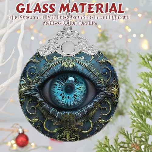 3 Inch Stained Glass Christmas Ornament with Mystical Eye Design