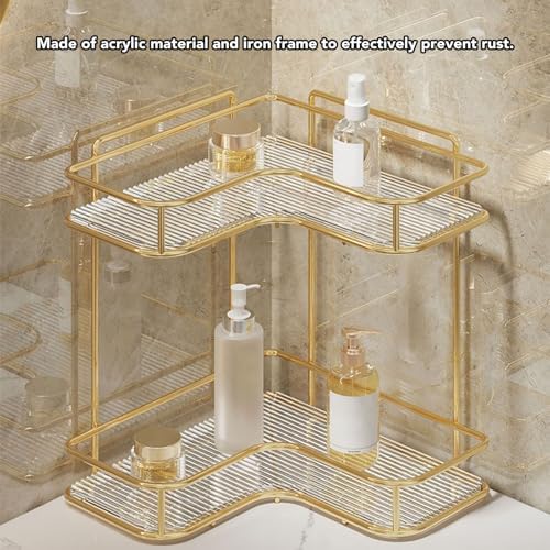 Corner Bathroom Organizer with Acrylic and Iron Construction