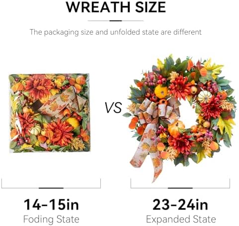24 Inch Fall Door Wreath with Pomegranates and Berries