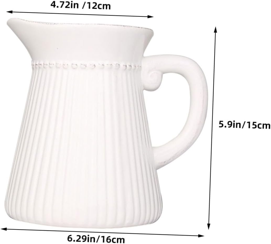 White Ceramic Flower Vase with Embossed Design