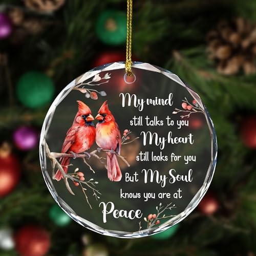 Glass Cardinal Keepsake Ornament - Elegant Christmas Memorial Decor
