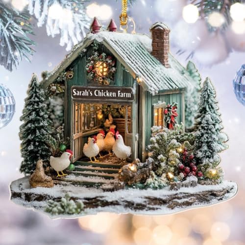 Personalized Chicken Farm Ornament for Christmas Tree