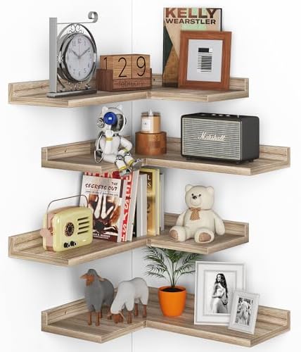 4 Tier Floating Corner Shelves Carbonized Black