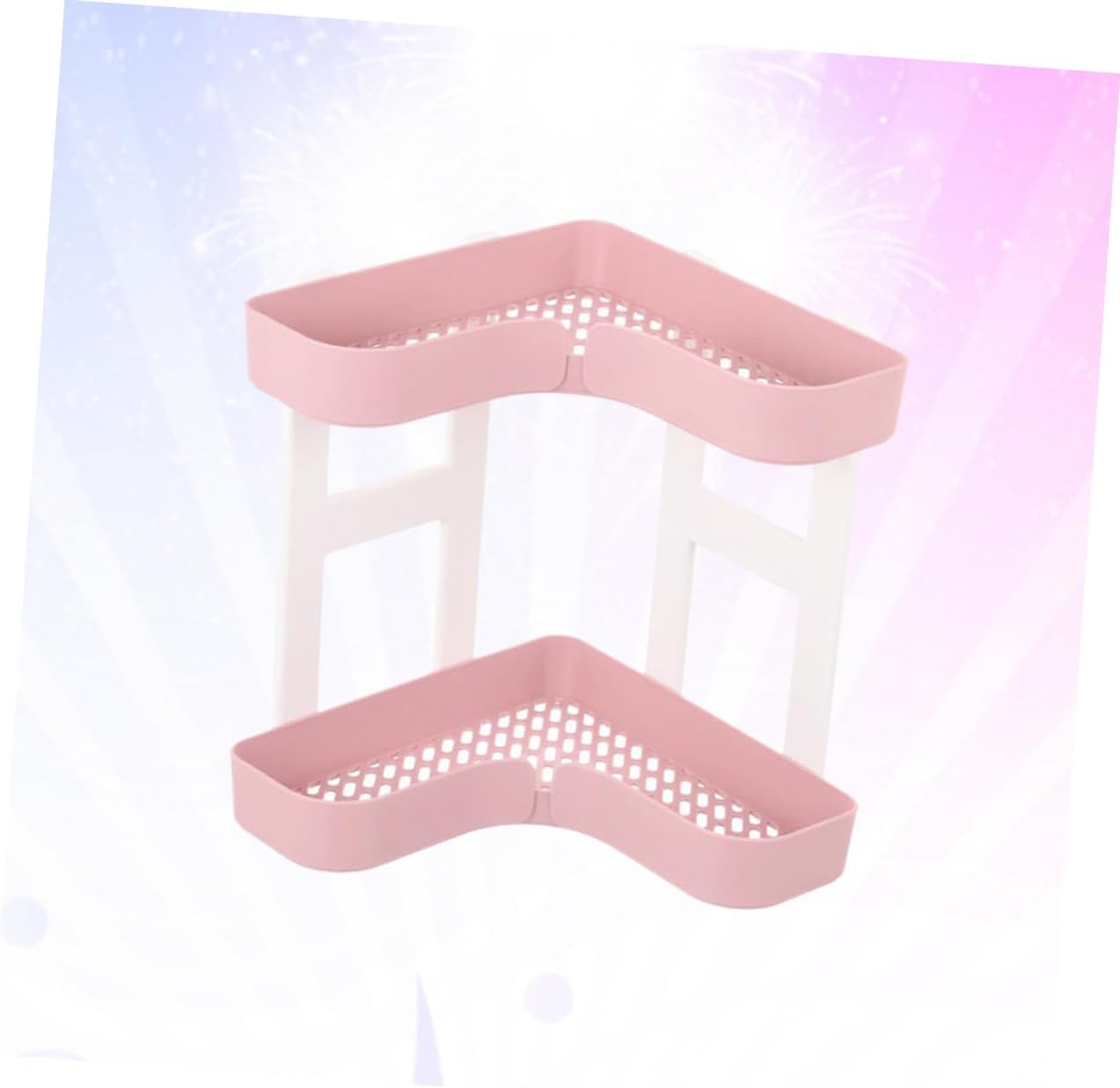 BIUDECO Two Layer Corner Shelf Organizer Pink