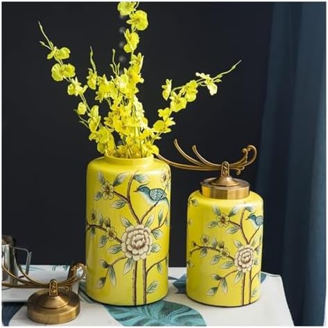 Decorative Ceramic Ginger Jar Vase with Copper Lid