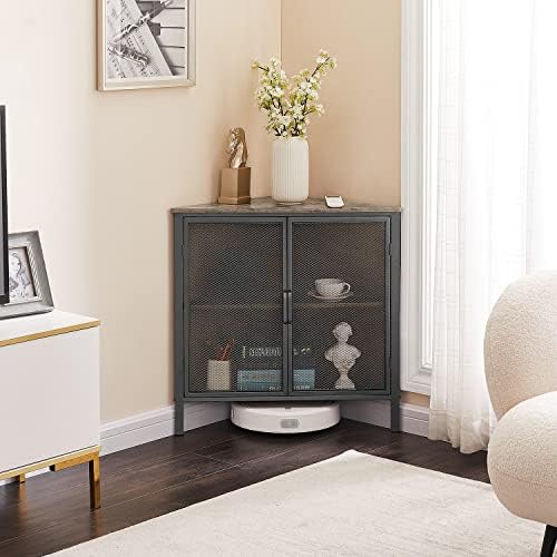 VECELO 3-Tier Corner Cabinet with Protection Door