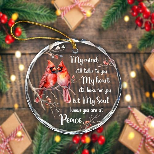 Glass Cardinal Keepsake Ornament - Elegant Christmas Memorial Decor