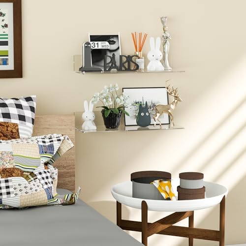 15 Inches Clear Acrylic Floating Shelves 2 Pack