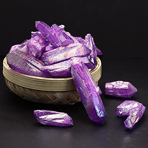 Tumbeelluwa 1LB Titanium Coated Raw Crystal Points Bulk