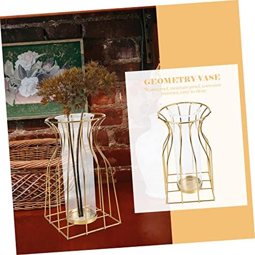 VOSAREA Geometric Iron Art Glass Vase