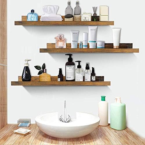 Giftgarden 24 Inch Floating Shelves Set of 3 Rustic