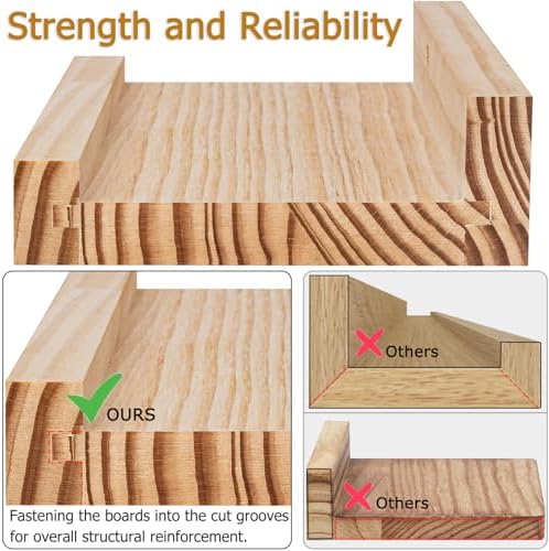 DECKALY Picture Ledge Shelf Set of 4 16 Inch Pine Wood Floating Shelves