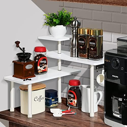 Ollieroo Bamboo 3-Tier Corner Shelf with Hooks
