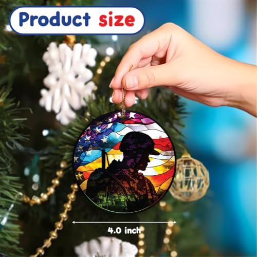 American Hero Soldier Acrylic Ornament 4 Inch