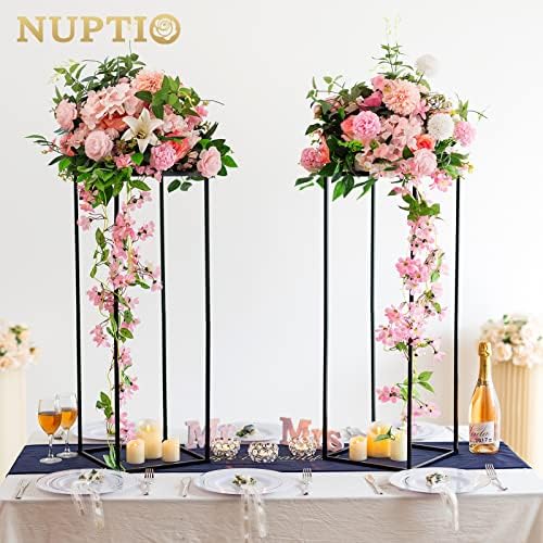 Nuptio Black Vase for Wedding Centerpieces - 2 Pcs 315 Inch Tall